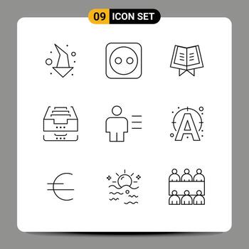 9 Universal Outlines Set for Web and Mobile Applications body analytics holy file data Editable Vector Design Elements