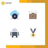 Modern Set of 4 Flat Icons Pictograph of safe cnc cloud summer technology Editable Vector Design Elements