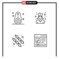 Group of 4 Modern Filledline Flat Colors Set for bluetooth sweet tracked physician content Editable Vector Design Elements