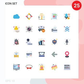 25 Flat Color concept for Websites Mobile and Apps recording microphone play mic paper Editable Vector Design Elements