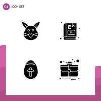 4 Creative Icons Modern Signs and Symbols of rabbit study cute e learning egg Editable Vector Design Elements