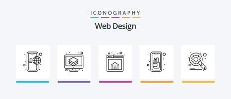 web diseño línea 5 5 icono paquete incluso . archivo. lujo. css. tableta. creativo íconos diseño vector