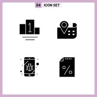 Set of 4 Modern UI Icons Symbols Signs for podium document navigation mobile payment Editable Vector Design Elements