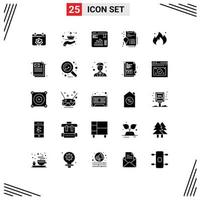 Universal Icon Symbols Group of 25 Modern Solid Glyphs of fire invention oil digital web stats Editable Vector Design Elements