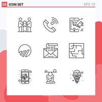 9 Universal Outlines Set for Web and Mobile Applications crypto world coin incoming online shopping Editable Vector Design Elements