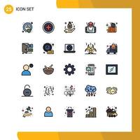 25 Filled line Flat Color concept for Websites Mobile and Apps wall firewall business bomb attack cell Editable Vector Design Elements