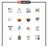 Mobile Interface Flat Color Set of 16 Pictograms of cleaner tool building graphic design Editable Pack of Creative Vector Design Elements