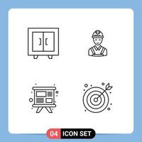 Pack of 4 Modern Filledline Flat Colors Signs and Symbols for Web Print Media such as cupboard presentation school carpenter team Editable Vector Design Elements