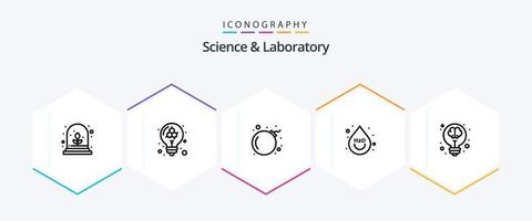 Science 25 Line icon pack including light. creative. skull. bulb. ho vector