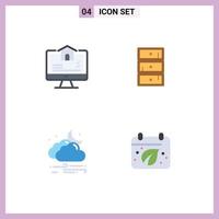 4 Universal Flat Icon Signs Symbols of computer wind home closet moon Editable Vector Design Elements