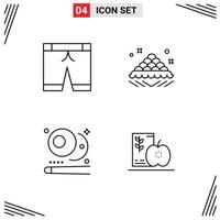 Universal Icon Symbols Group of 4 Modern Filledline Flat Colors of pants pool sweet open sports Editable Vector Design Elements