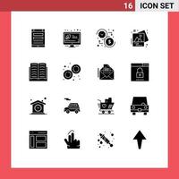 Pictogram Set of 16 Simple Solid Glyphs of art photo energy image time Editable Vector Design Elements