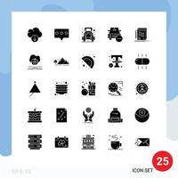 Universal Icon Symbols Group of 25 Modern Solid Glyphs of certificate vehicles weight minus delete Editable Vector Design Elements