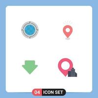 Pack of 4 Modern Flat Icons Signs and Symbols for Web Print Media such as globe holiday connection location arrow Editable Vector Design Elements