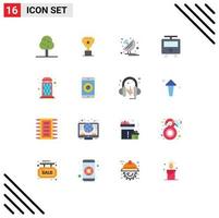 Pictogram Set of 16 Simple Flat Colors of box train radar subway maps Editable Pack of Creative Vector Design Elements
