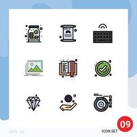 Stock Vector Icon Pack of 9 Line Signs and Symbols for photo landscape mubarak image wireless Editable Vector Design Elements