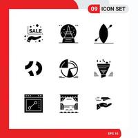 9 Universal Solid Glyphs Set for Web and Mobile Applications statistics chart beach crypto currency coin Editable Vector Design Elements