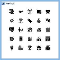 25 User Interface Solid Glyph Pack of modern Signs and Symbols of computers scary hands monster eyed Editable Vector Design Elements