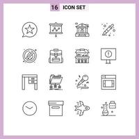 Universal Icon Symbols Group of 16 Modern Outlines of no liquidator projector dropper color picker Editable Vector Design Elements