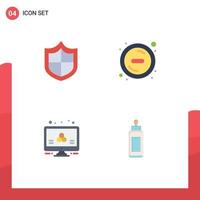 Pack of 4 Modern Flat Icons Signs and Symbols for Web Print Media such as antivirus science delete atom bottle Editable Vector Design Elements