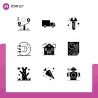 Pictogram Set of 9 Simple Solid Glyphs of lock medicine diy health fitness Editable Vector Design Elements