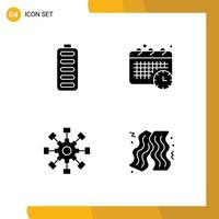 Stock Vector Icon Pack of 4 Line Signs and Symbols for accumulator cogwheel energy time network Editable Vector Design Elements