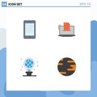 Set of 4 Commercial Flat Icons pack for mobile resume secure business web Editable Vector Design Elements