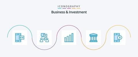 negocio y inversión azul 5 5 icono paquete incluso dólar. celúla. interfaz. móvil. banco vector