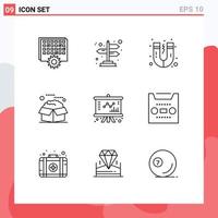 Pack of 9 creative Outlines of chart service attraction packages open Editable Vector Design Elements