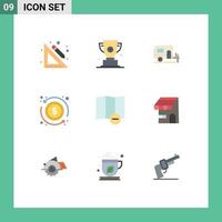 Universal Icon Symbols Group of 9 Modern Flat Colors of map money first exchange arrow Editable Vector Design Elements