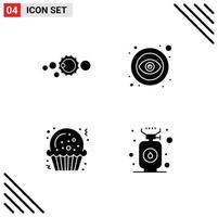 4 Creative Icons Modern Signs and Symbols of solar christmas solar system open sugar Editable Vector Design Elements