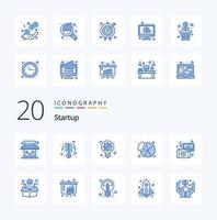 20 Startup Blue Color icon Pack like photography graph generation statistics chart vector