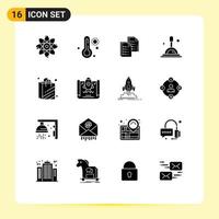 Pictogram Set of 16 Simple Solid Glyphs of supermarket bag data deep search search Editable Vector Design Elements