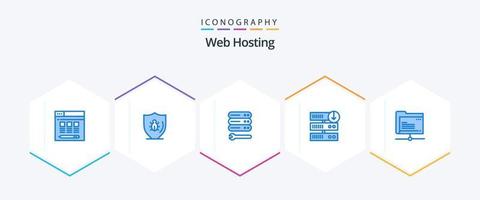 Web Hosting 25 Blue icon pack including folder. server download. server. server downgrade. downgrade vector