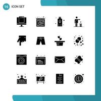 Modern Set of 16 Solid Glyphs Pictograph of finger recycling online job ideas bad Editable Vector Design Elements