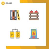 Modern Set of 4 Flat Icons Pictograph of file money crate holiday signal Editable Vector Design Elements