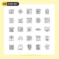 25 Universal Lines Set for Web and Mobile Applications user interface search delete mobile Editable Vector Design Elements