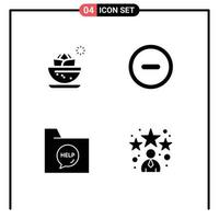 Universal Icon Symbols Group of 4 Modern Solid Glyphs of center contact spa minus file Editable Vector Design Elements