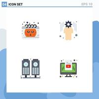 Group of 4 Flat Icons Signs and Symbols for calendar speaker smiley setting marketing Editable Vector Design Elements