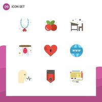 Universal Icon Symbols Group of 9 Modern Flat Colors of lock easter summer card learn Editable Vector Design Elements