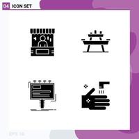 Set of 4 Vector Solid Glyphs on Grid for advertising seat commerce bench ad Editable Vector Design Elements