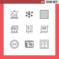 Set of 9 Modern UI Icons Symbols Signs for data management food leadership business Editable Vector Design Elements