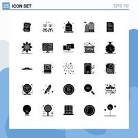 Modern Set of 25 Solid Glyphs and symbols such as business city autumn corporation building Editable Vector Design Elements