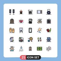 Modern Set of 25 Filled line Flat Colors Pictograph of chopping appliances pudlic case suitcase Editable Vector Design Elements