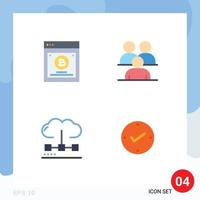 Flat Icon Pack of 4 Universal Symbols of testing cloud split testing corporate engine Editable Vector Design Elements