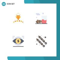 4 User Interface Flat Icon Pack of modern Signs and Symbols of diamond dollar wedding iftar finance Editable Vector Design Elements