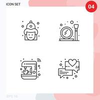 Pictogram Set of 4 Simple Filledline Flat Colors of fight coffee firemen make internet Editable Vector Design Elements