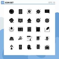 Modern Set of 25 Solid Glyphs Pictograph of ok chat security bubble office Editable Vector Design Elements