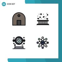 User Interface Pack of 4 Basic Filledline Flat Colors of building leaf mosque border mirror Editable Vector Design Elements