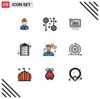 Stock Vector Icon Pack of 9 Line Signs and Symbols for trends diagram fitness computer analytics Editable Vector Design Elements